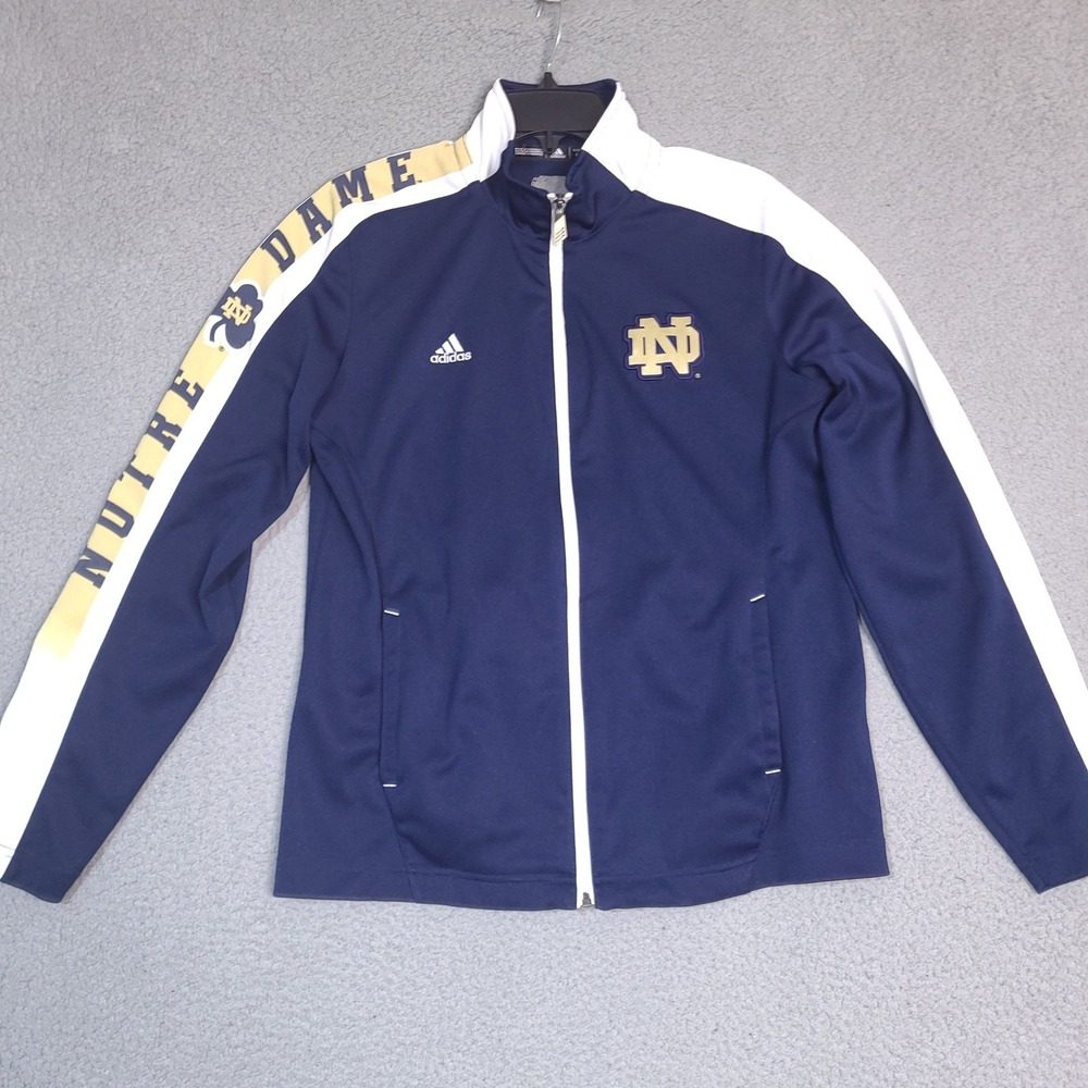 Notre Dame Fighting‎ Irish Adidas Track Jacket Womens Large Navy Blue Full Zip